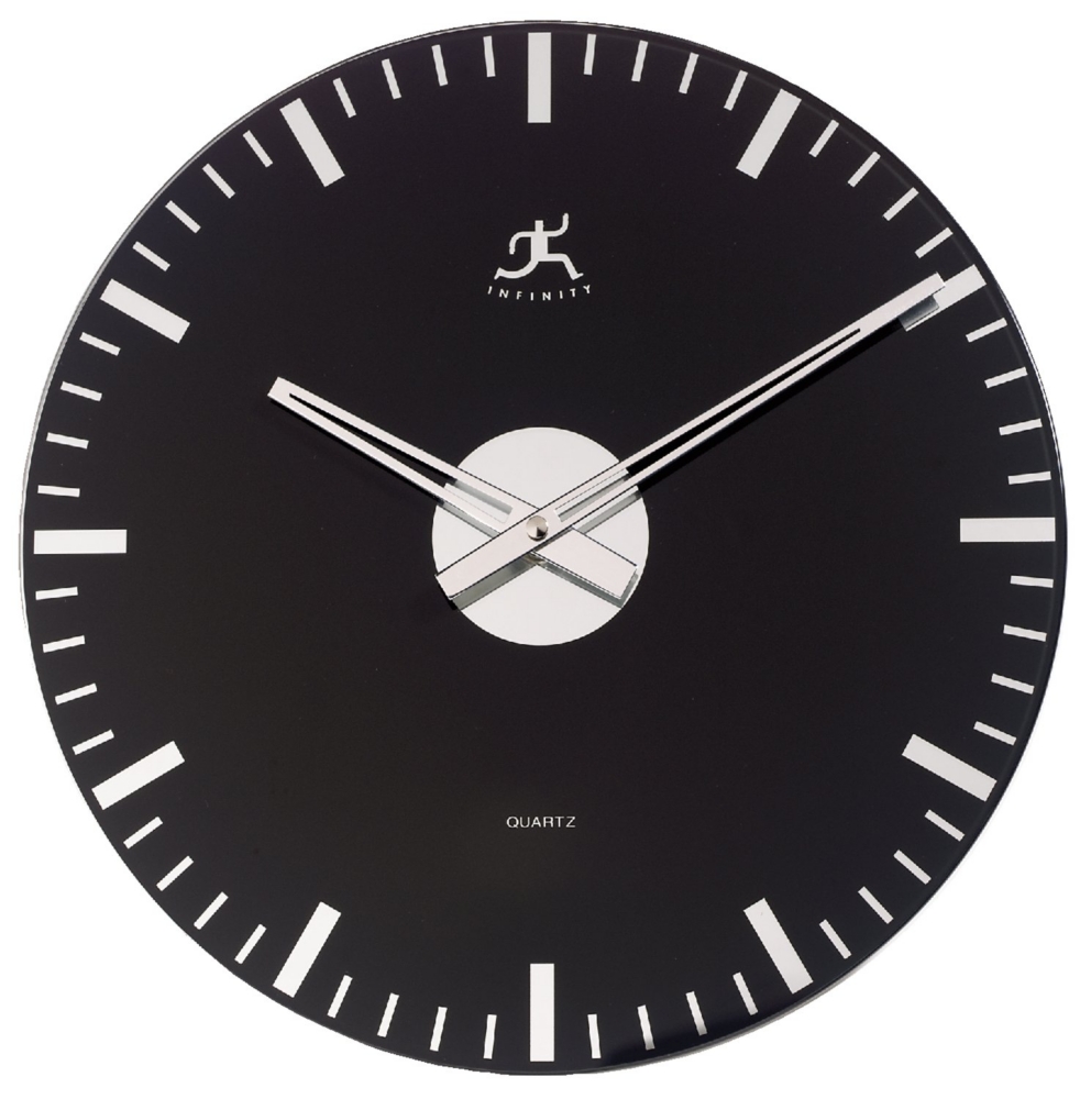 Black Mirrored Glass Clock