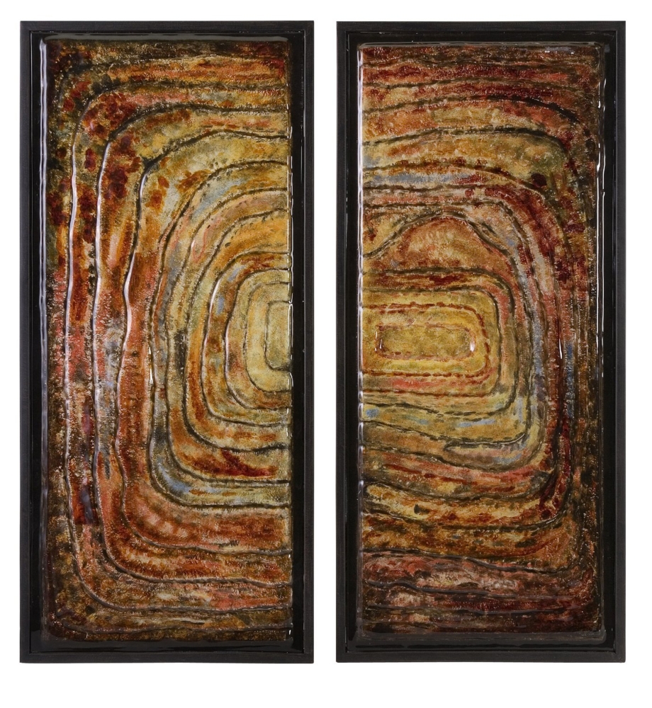 Collage Glass Art, Set of 2