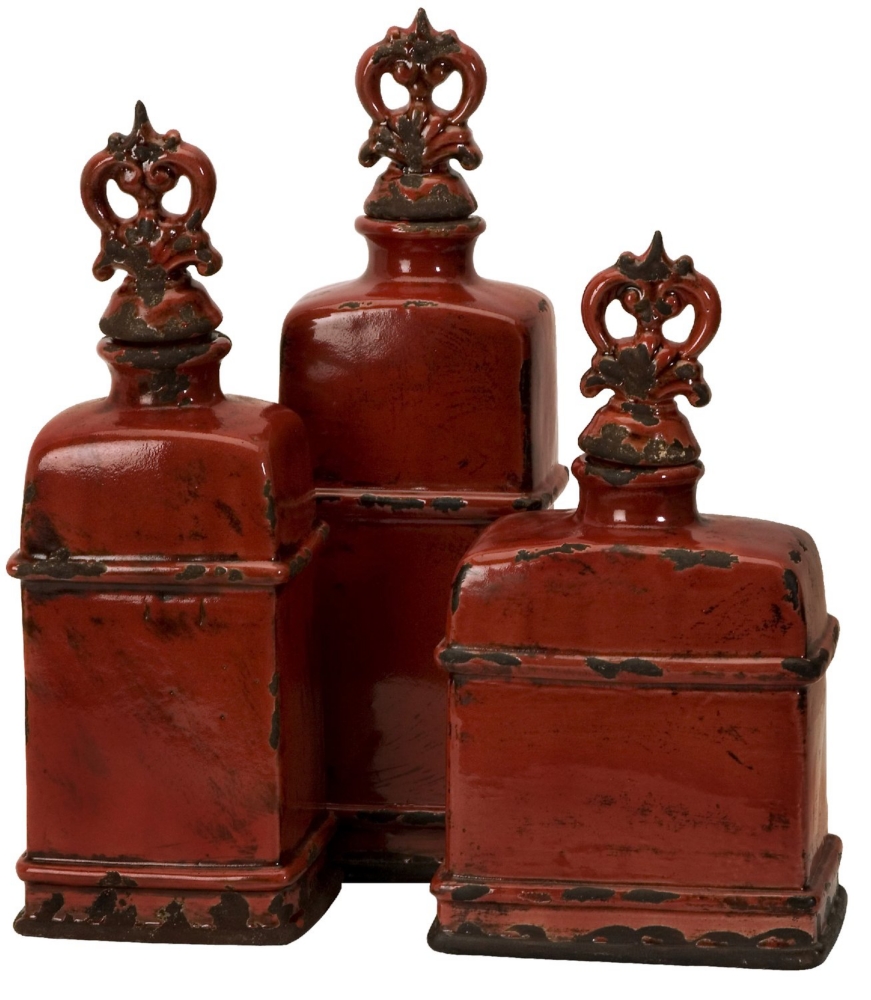 Garnet Bottles-Set of 3
