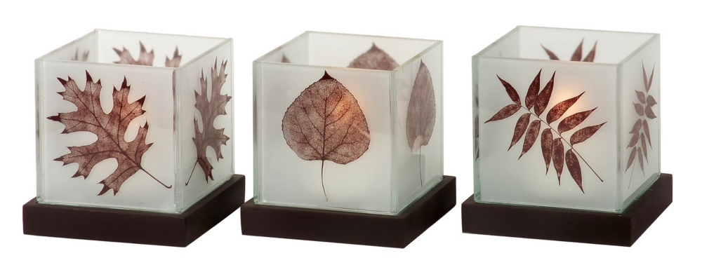 Frosted Glass Candleholders set of 3