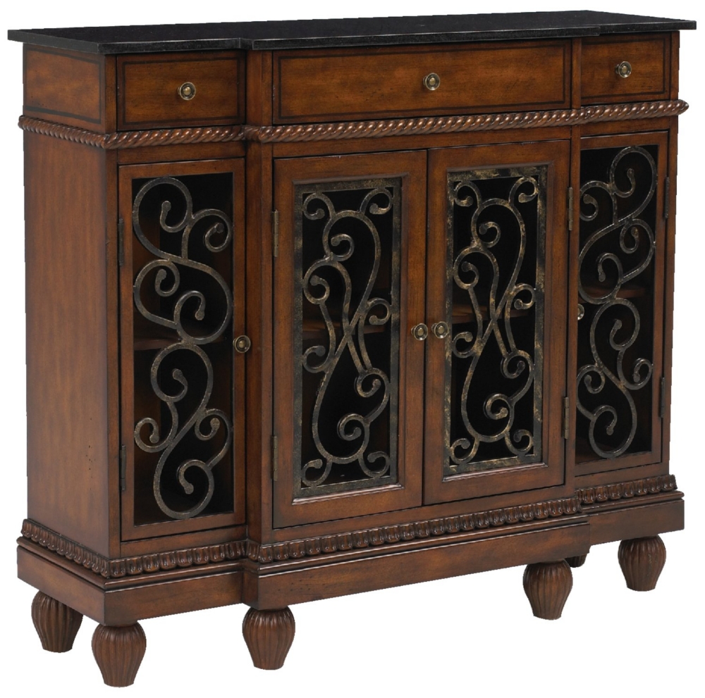 Metal Scroll Marble Top Console