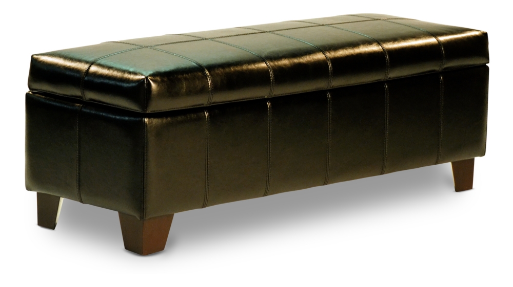 Manhattan Leather Storage Bench-Black