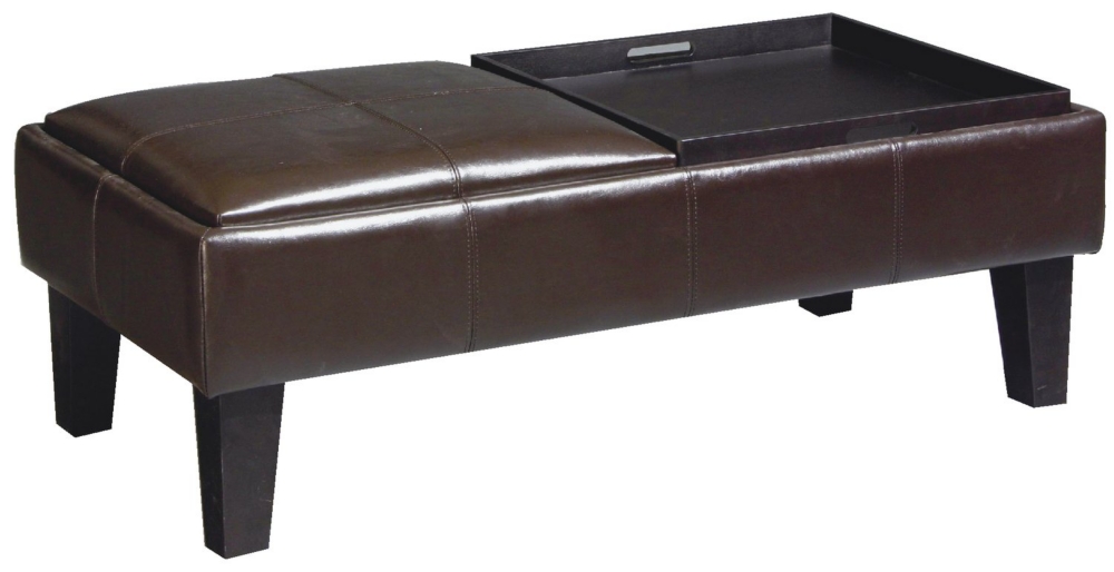 Calhoun Leather Tray Cocktail Table - Chestnut