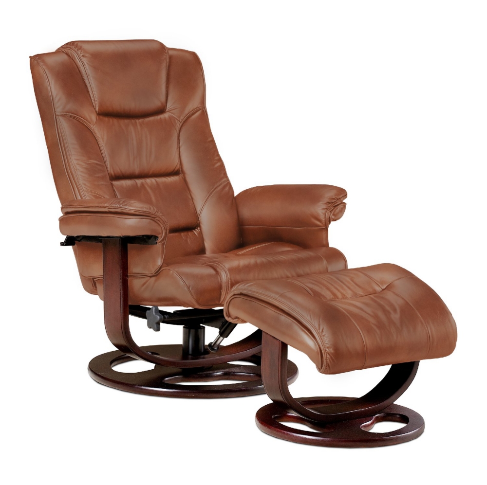 Spencer Leather Reclining Chair and Ottoman - Brown