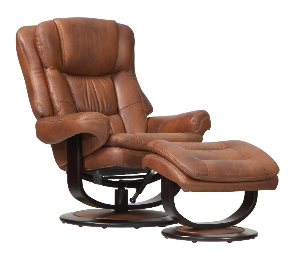 Dylan Leather Chair and Ottoman - Brown