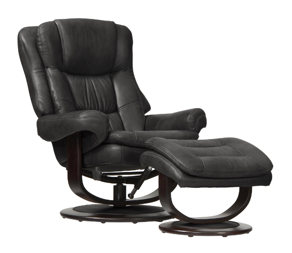 Dylan Leather Chair and Ottoman - Black