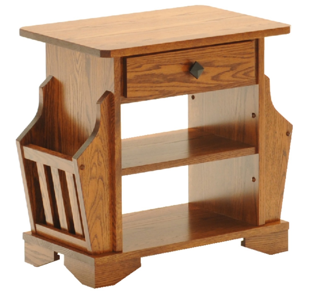 Mission magazine stand with drawer by Amish Craftsmen