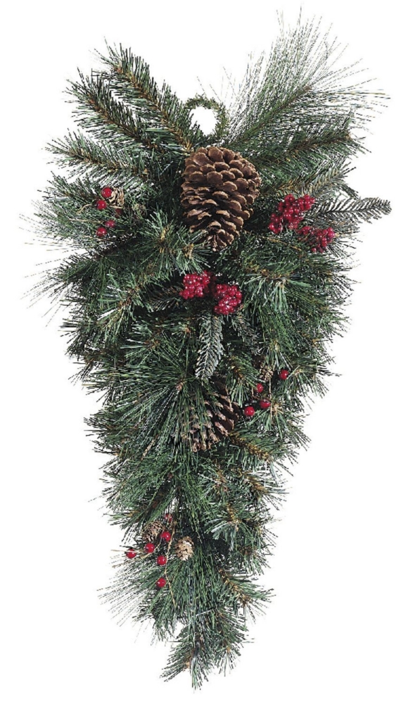 Lark 24 Inch Decorated Artificial Pine Teardrop Swag Un-Lit