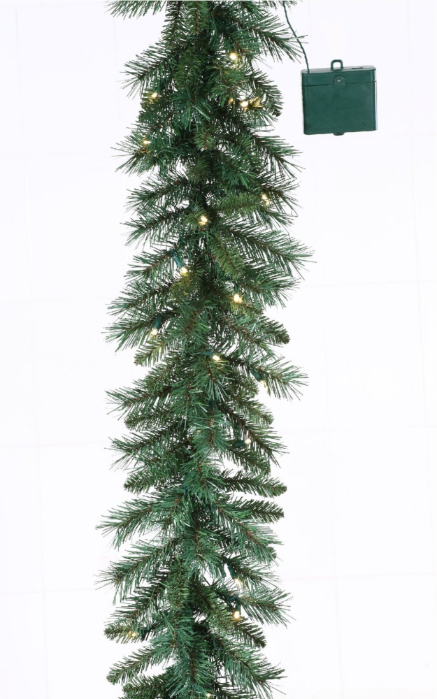 Tiffany Pine 9 Foot Pre-lit Artificial Christmas Garland Warm White LED Lights
