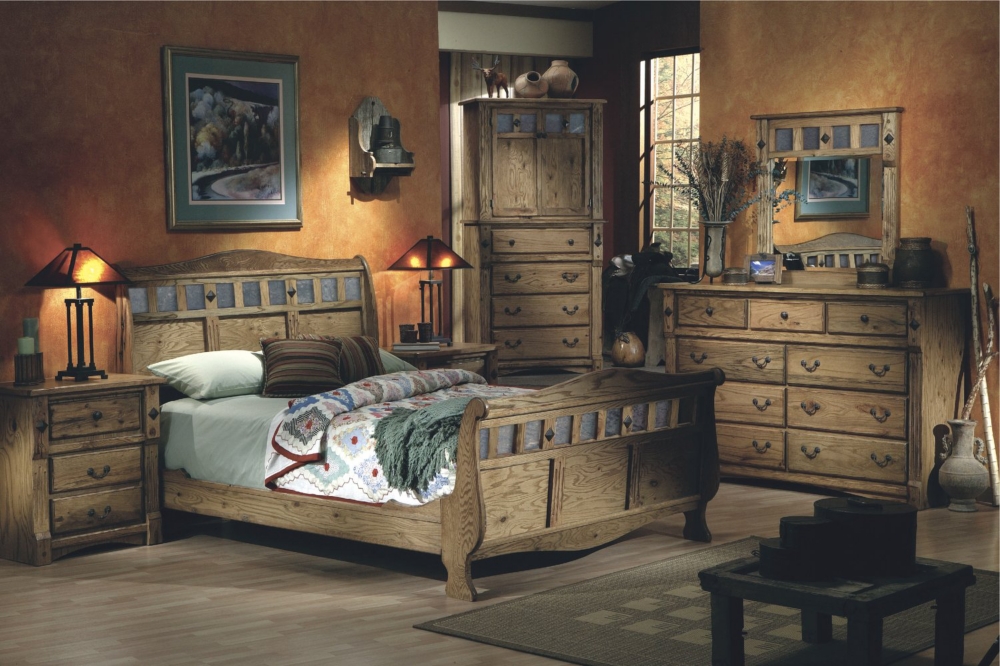 Grejor Santa Fe Queen Sleigh Bedroom Suite with Slate Inserts
