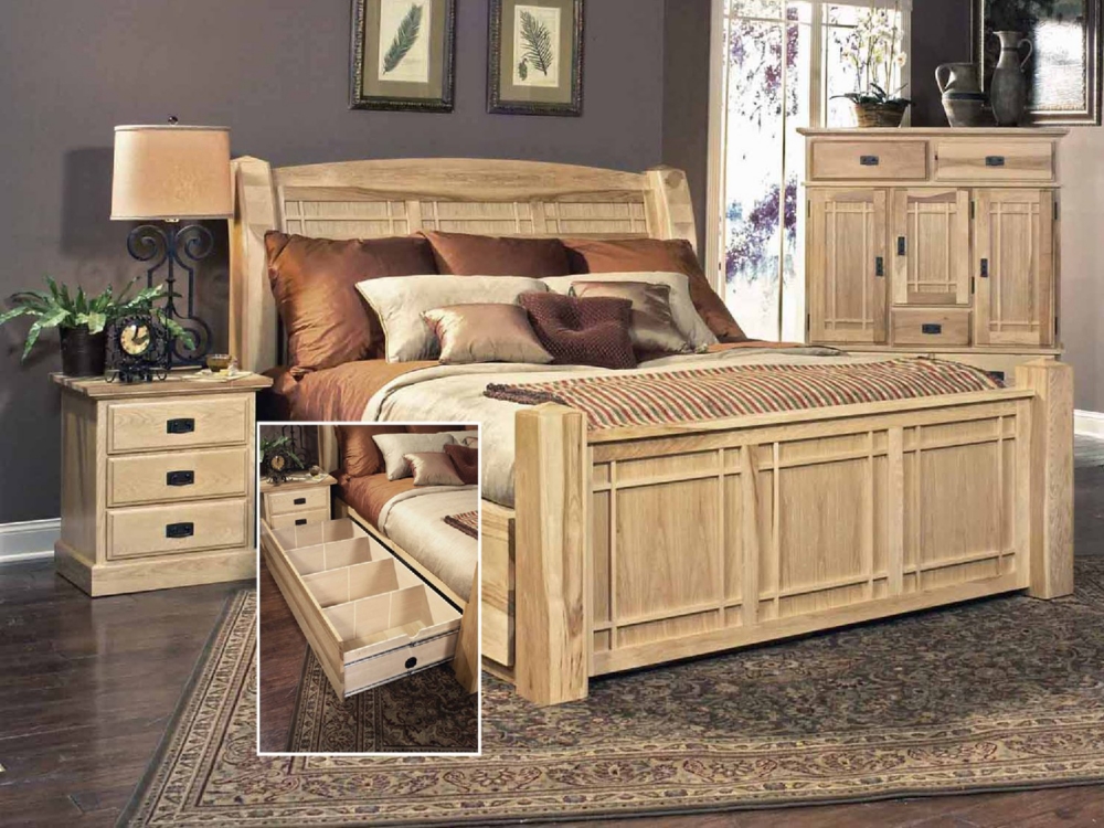 Hickory Highlands Queen Arch Bed with Storage Drawers
