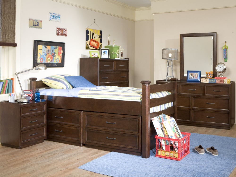 Solutions Full Slat Bed with 2-Two Drawer Storage Units
