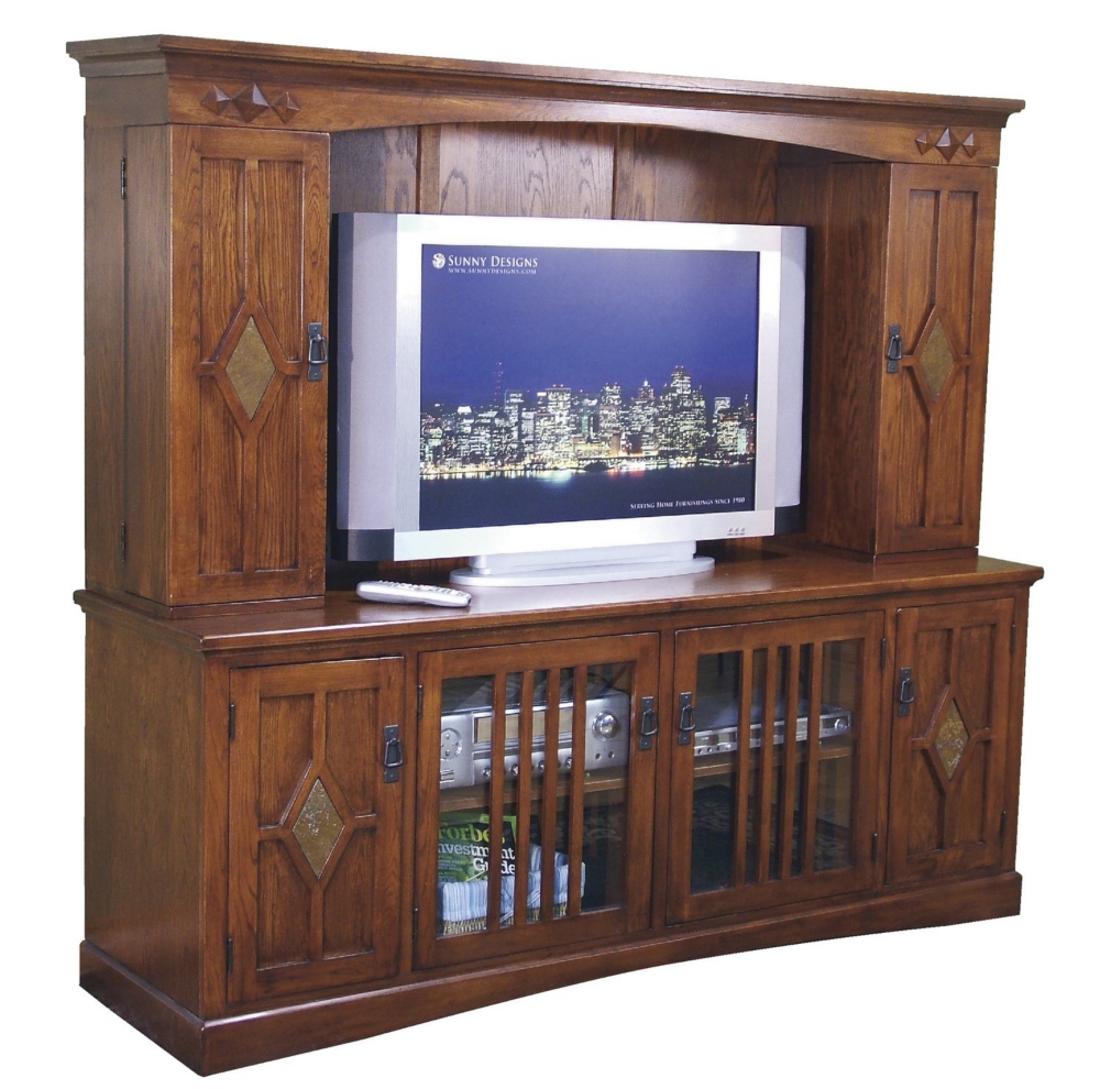 Mission Slate console with hutch