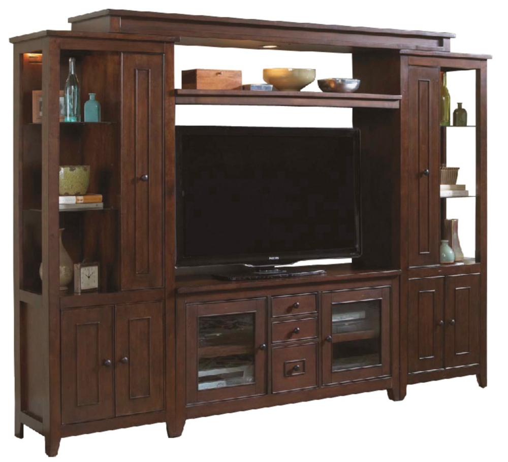 Chocolate Entertainment Wall with 52" media console