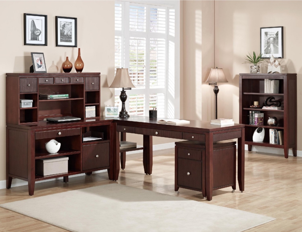Grove Flex office: laptop desk, corner table and credenza with hutch