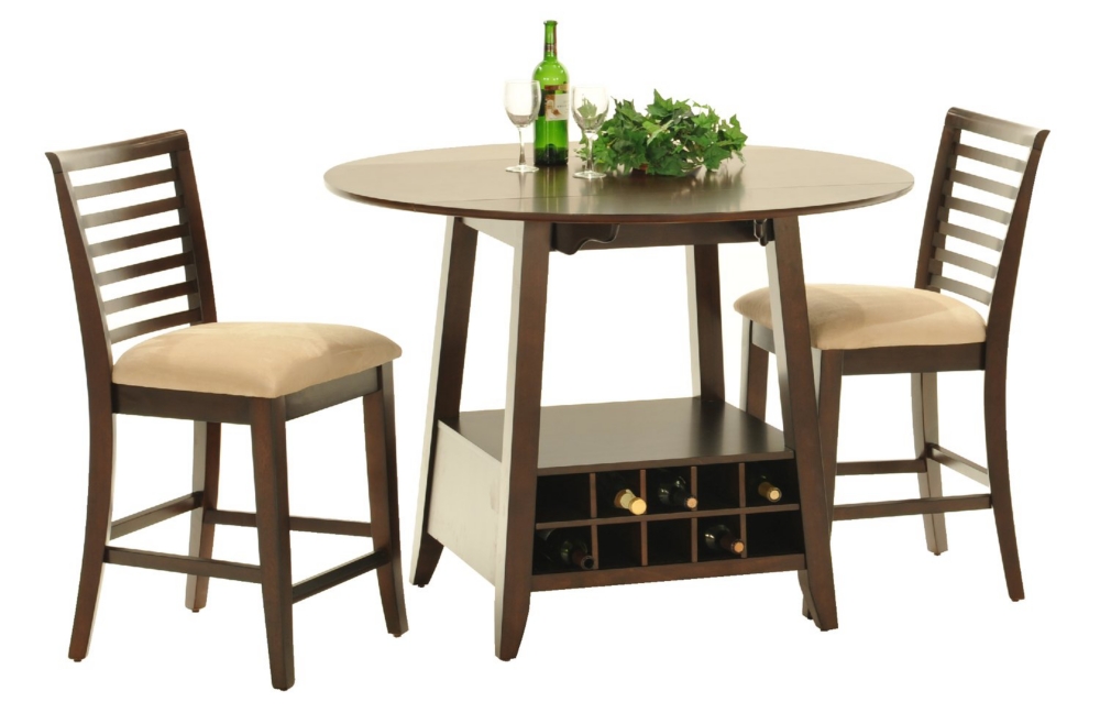 Profiles drop leaf storage table and 2 counterstools
