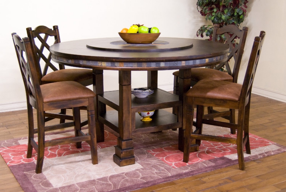 Santa Fe Round Adjustable height table with 4 counterstools