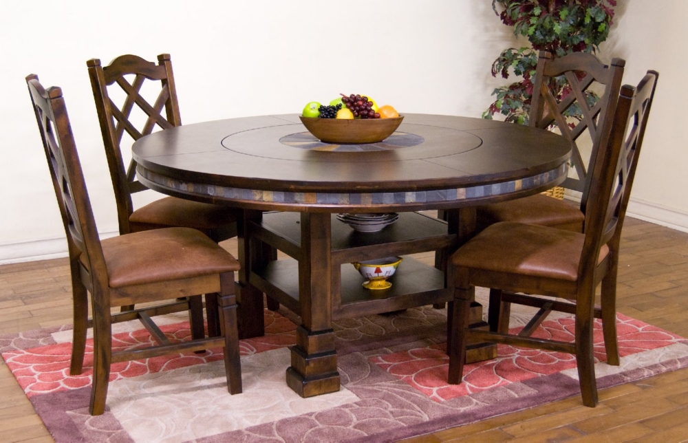 Santa Fe Round adjustable height table with 4 side chairs