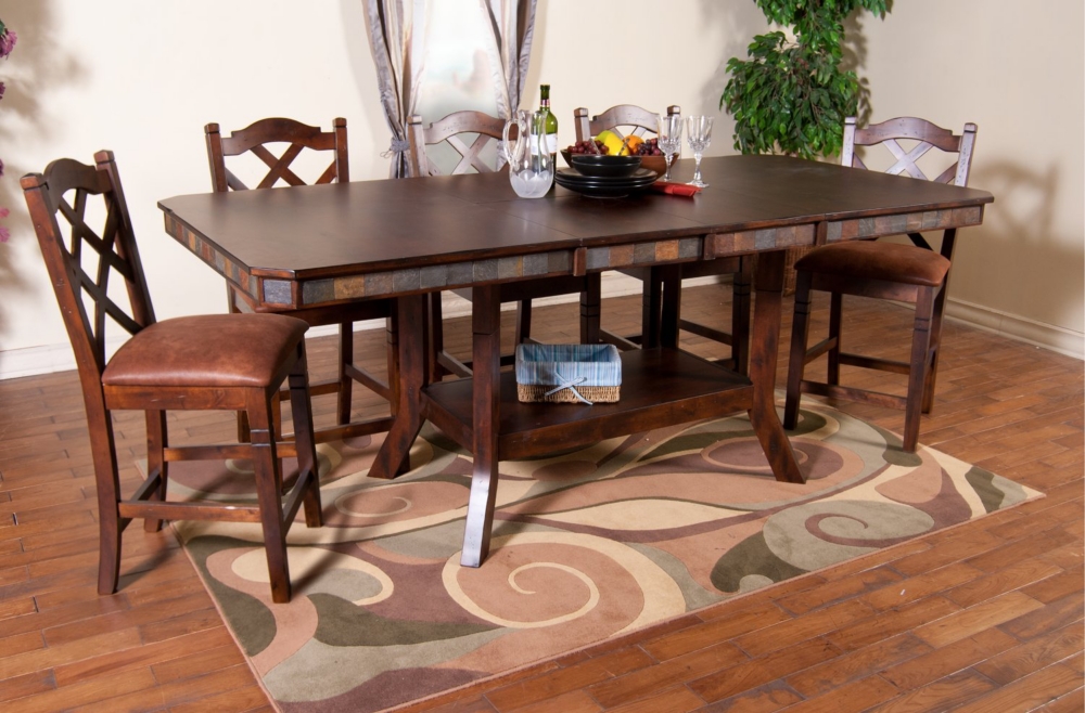 Santa Fe Double Butterfly counter height table with 4 counterstools