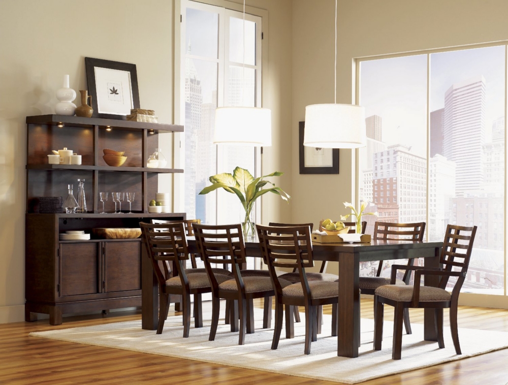 Perspectives leg table and 4 side chairs