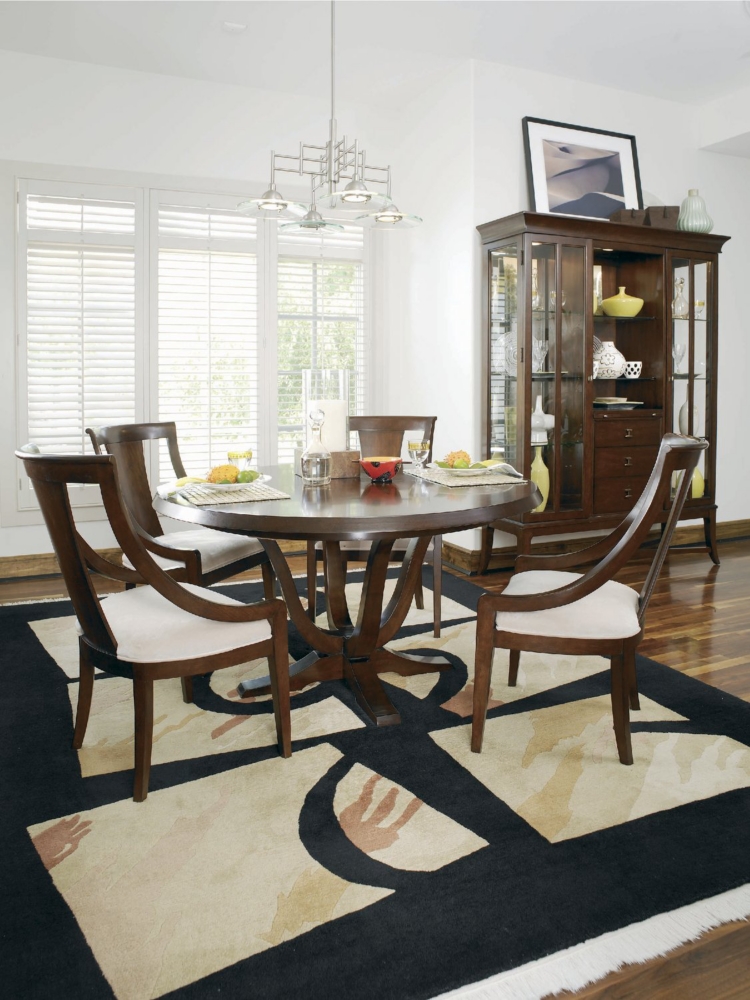 Modern Outlook pedestal dining with sling side chairs