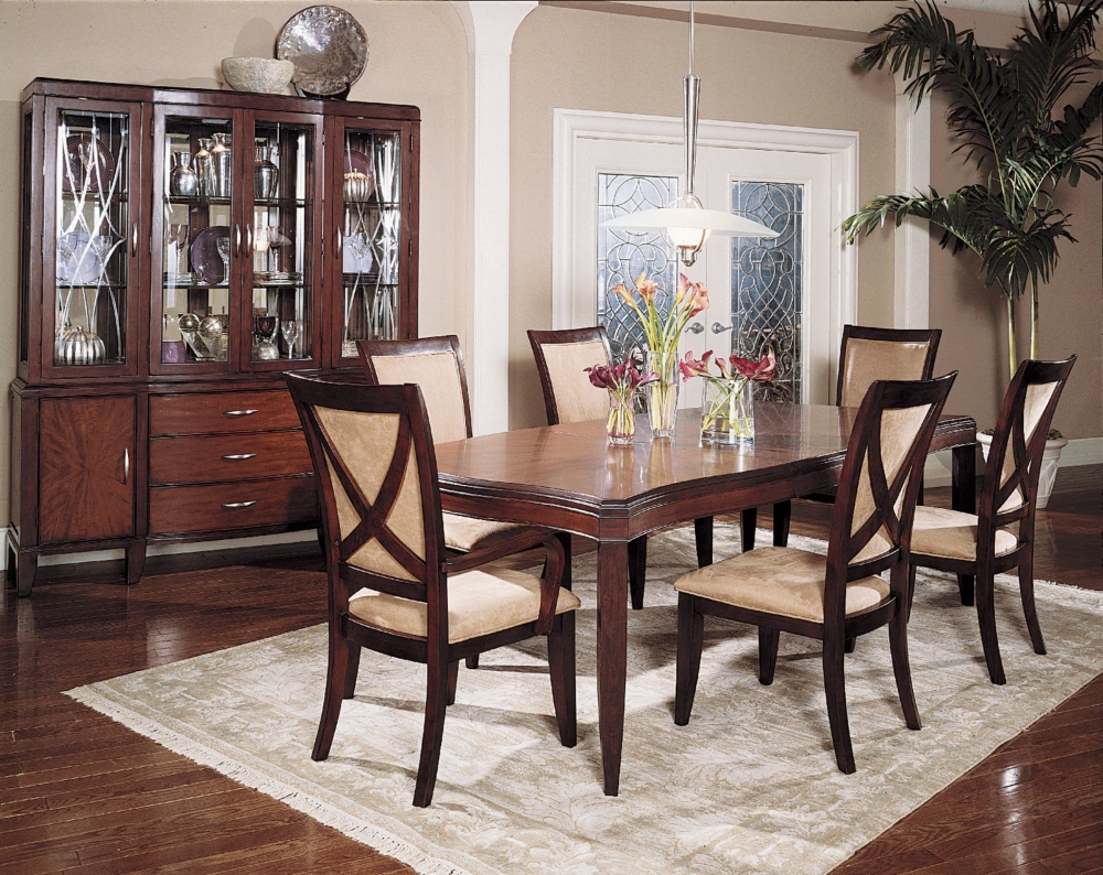 Vogue Formal Dining table with upholstered side chairs