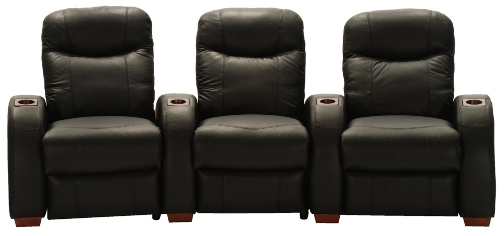 Burbank 3-Piece Leather Power Home Theater Group- Black