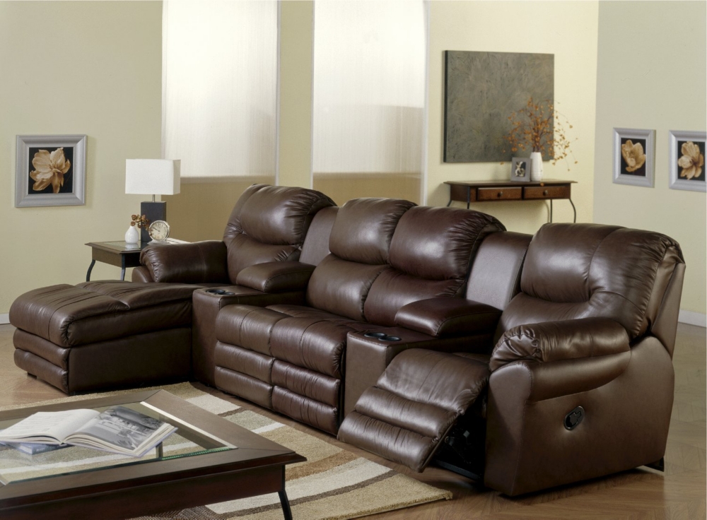 Divo 6-Piece Sectional - Leather, 1 Chaise, 3 Recliners