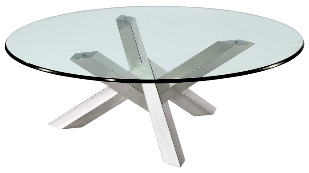 Clamp Round Cocktail Table With Glass