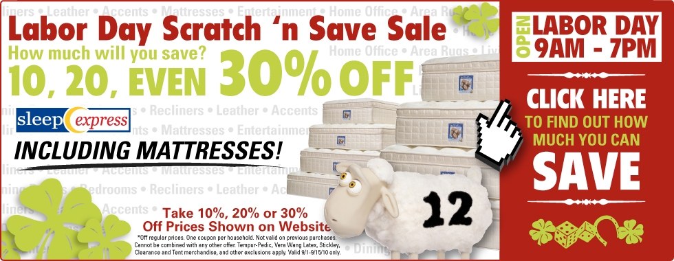 Click for 10, 20, even 30% Off Mattresses