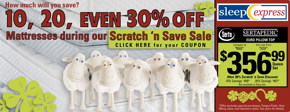 10, 20, even 30% off mattresses