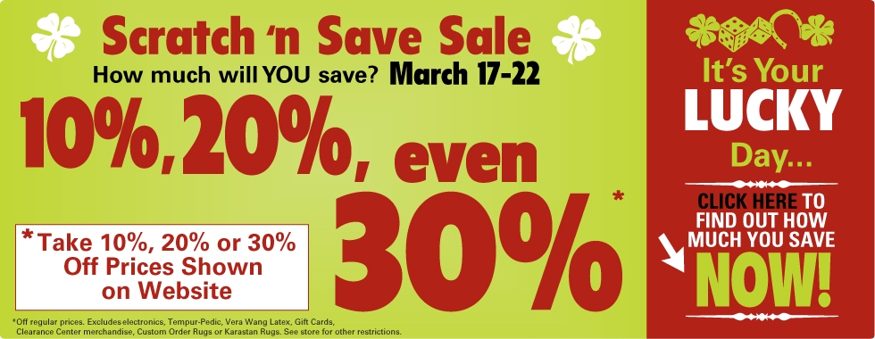 Scratch and Save to get 10, 20, even 30 Percent Off