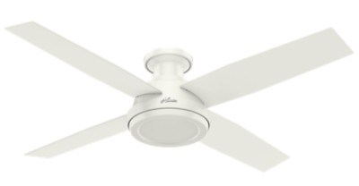 44" Brushed Nickel/Chrome Ceiling Fan | Dempsey Low Profile with Light