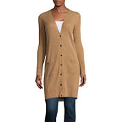 Stylus™ Long-Sleeve Ribbed Button-Front Cardigan - Tall