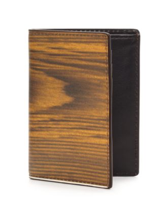 Woodgrain Leather Vertical Flap Wallet