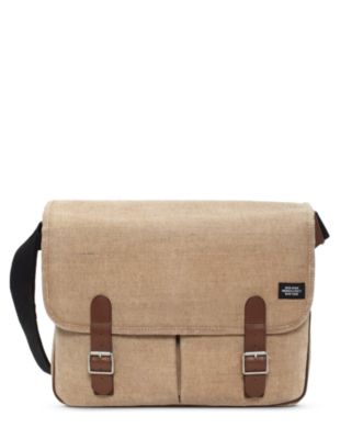 Stone Burlap Large Saddle Messenger