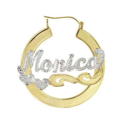 Name Hoop Earrings with Tail and Heart 2