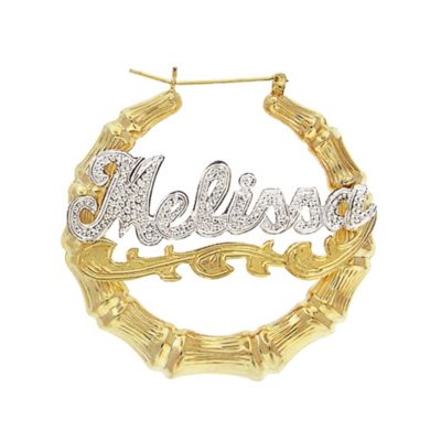Round Bamboo Name Earrings with Tail