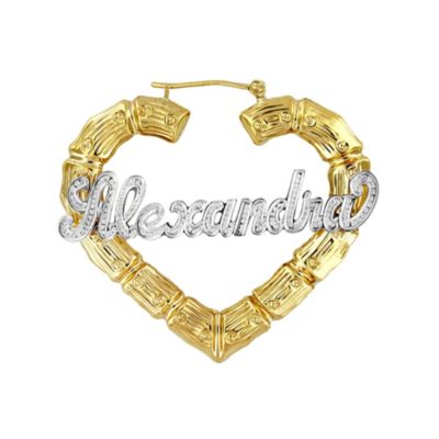 Name Bamboo Heart Earrings