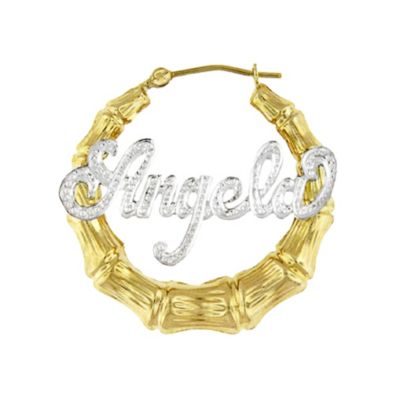 Round Bamboo Name Earrings