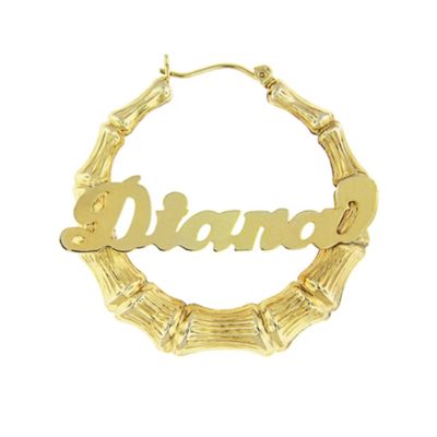 Round Bamboo Name Earrings