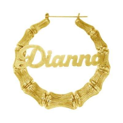 Round Bamboo Name Earrings