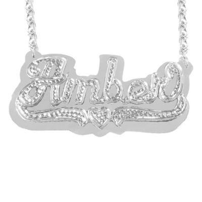 Beaded Double Nameplate Necklace
