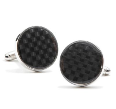  BLACK CARBON FIBER HOLOGRAM CUFFLINKS 
