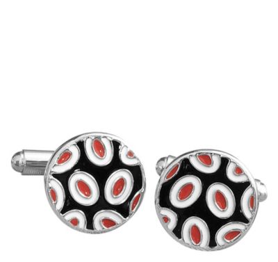  RED-BLACK DOTTED CIRCLE CUFFLINKS 