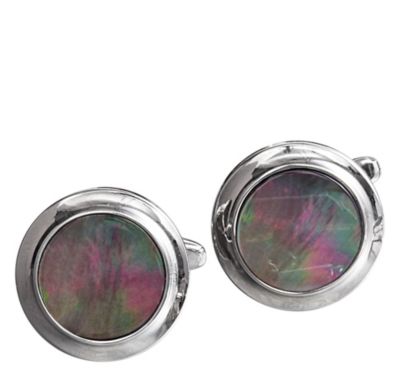  ROUND WITH GRAY STONE CUFFLINKS