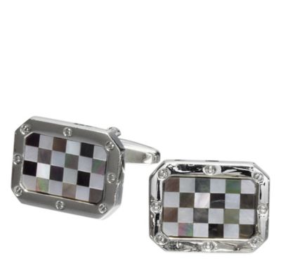  MOTHER-OF-PEARL CHECK CUFFLINKS