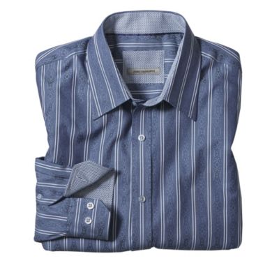  TAILORED FIT BROCADE JACQUARD STRIPE SHIRT