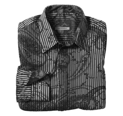  TAILORED FIT PAISLEY FLOCKING STRIPE SHIRT