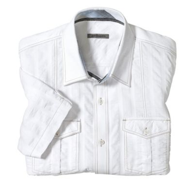  SLIM FIT HONEYCOMB STRIPE SHORT-SLEEVE SHIRT